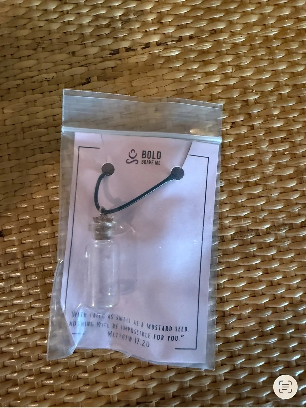 Mustard Seed Bottle Necklace in Black